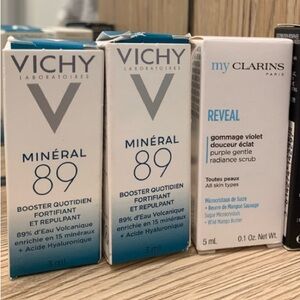 3 bundle Vichy mineral 89 & Clarins reveal Skincare Set